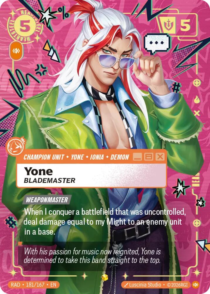 Yone, Blademaster (Heartsteel Overnumbered) (Foil) (Radiance)(RAD-181/167)(O/AA)