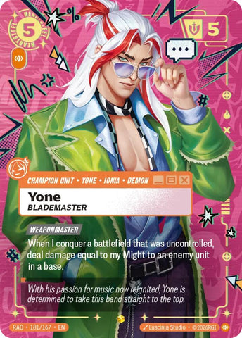Yone, Blademaster (Heartsteel Overnumbered) (Foil) (Radiance)(RAD-181/167)(O/AA)