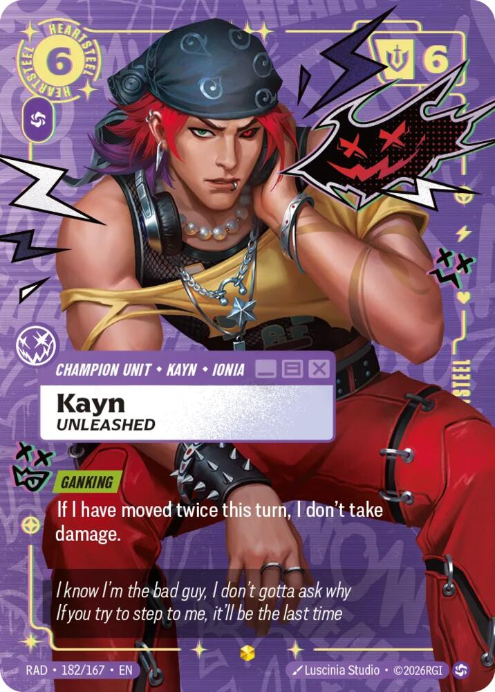 Kayn, Unleashed (Heartsteel Overnumbered) (Foil) (Radiance)(RAD-182/167)(O/AA)