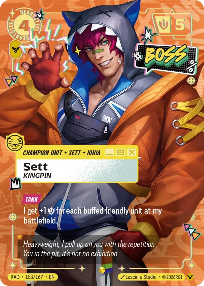 Sett, Kingpin (Heartsteel Overnumbered) (Foil) (Radiance)(RAD-183/167)(O/AA)