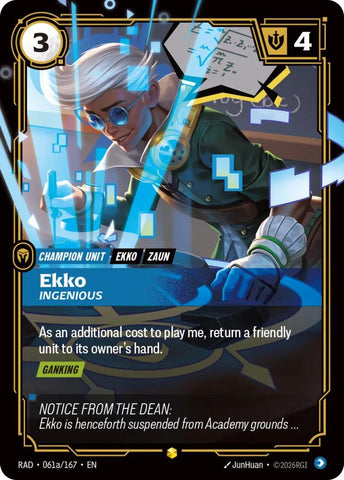 Ekko, Ingenious (Alternate Art) (Foil) (Radiance)(RAD-061a/167)(O/AA)