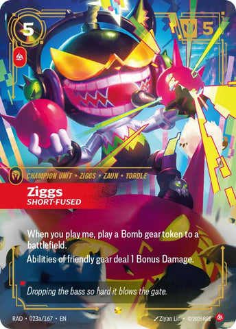 Ziggs, Short-Fused (Alternate Art) (Foil) (Radiance)(RAD-023a/167)(O/AA)