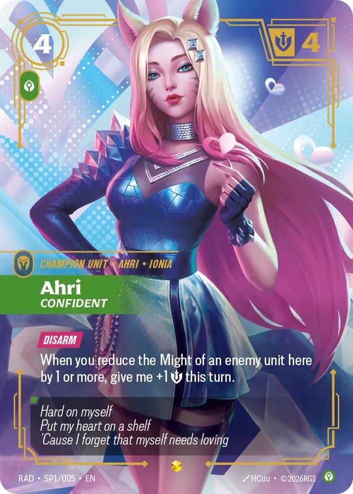Ahri, Confident (K/DA Special Art Card) (Foil) (Radiance)(RAD-SP1/005)(O/AA)