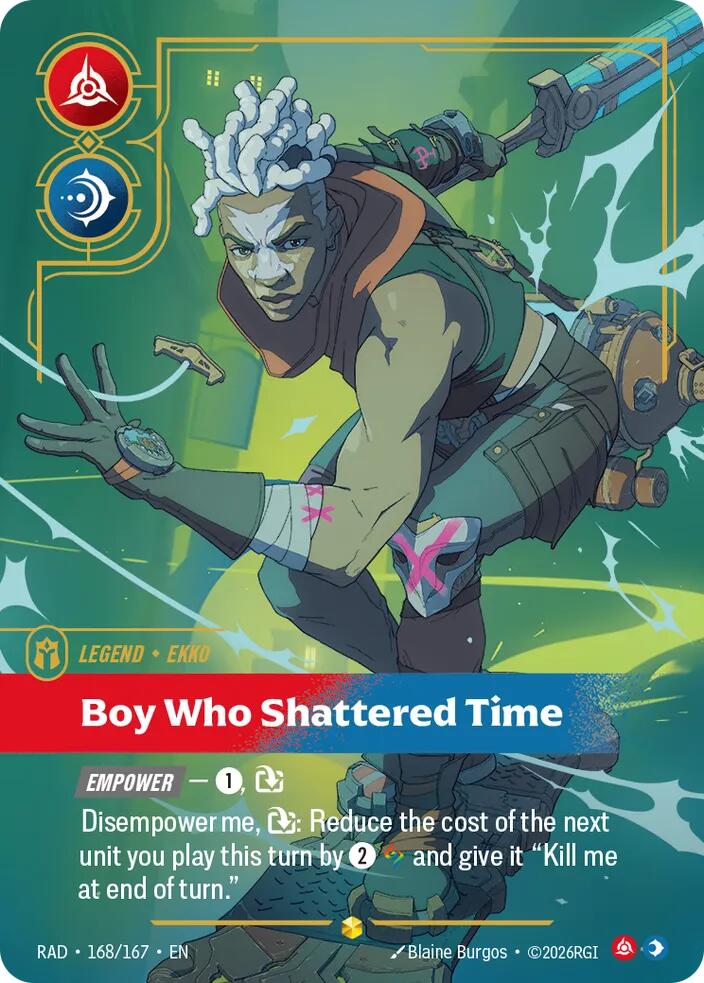 Ekko, Boy Who Shattered Time (Overnumbered) (Foil) (Radiance)(RAD-168/167)(O/AA)