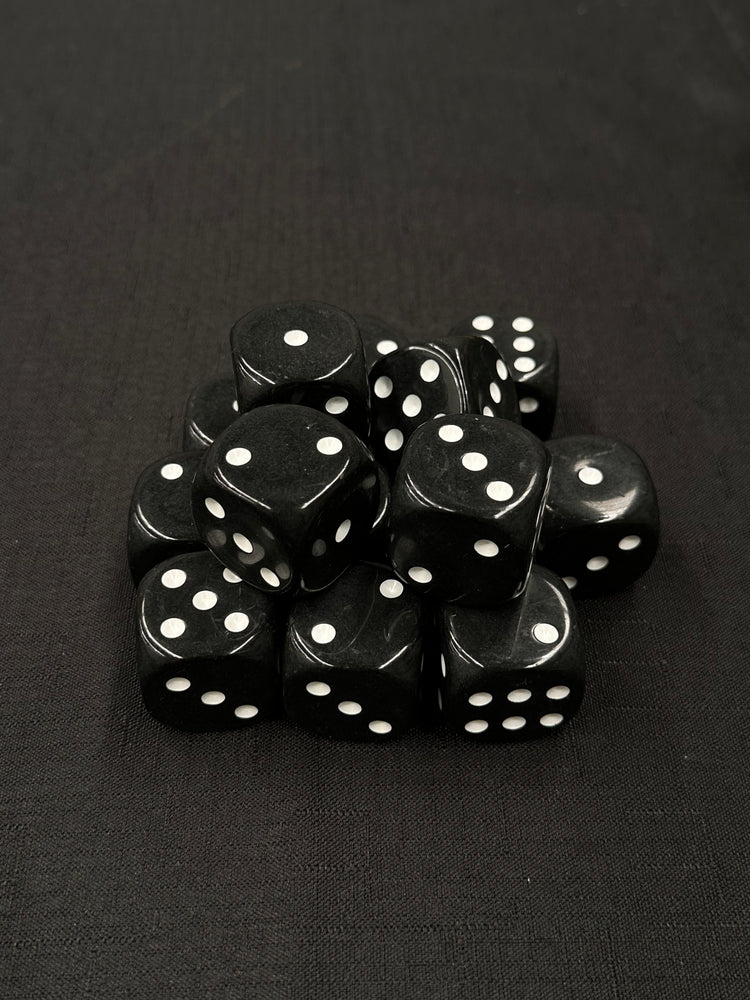 30mm Dice | Black with White Pips