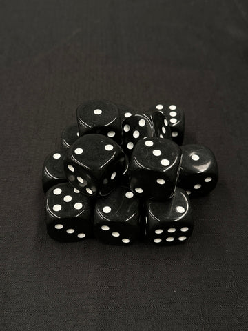 30mm Dice | Black with White Pips