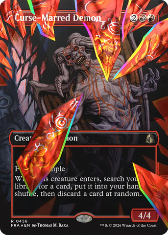 Curse-Marred Demon [Borderless] (Facet Foil) [Foil] (Reality Fracture)(FRA-456)(R)