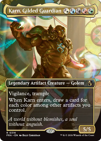 Karn, Gilded Guardian [Borderless] (Reality Fracture)(FRA-316)(R)